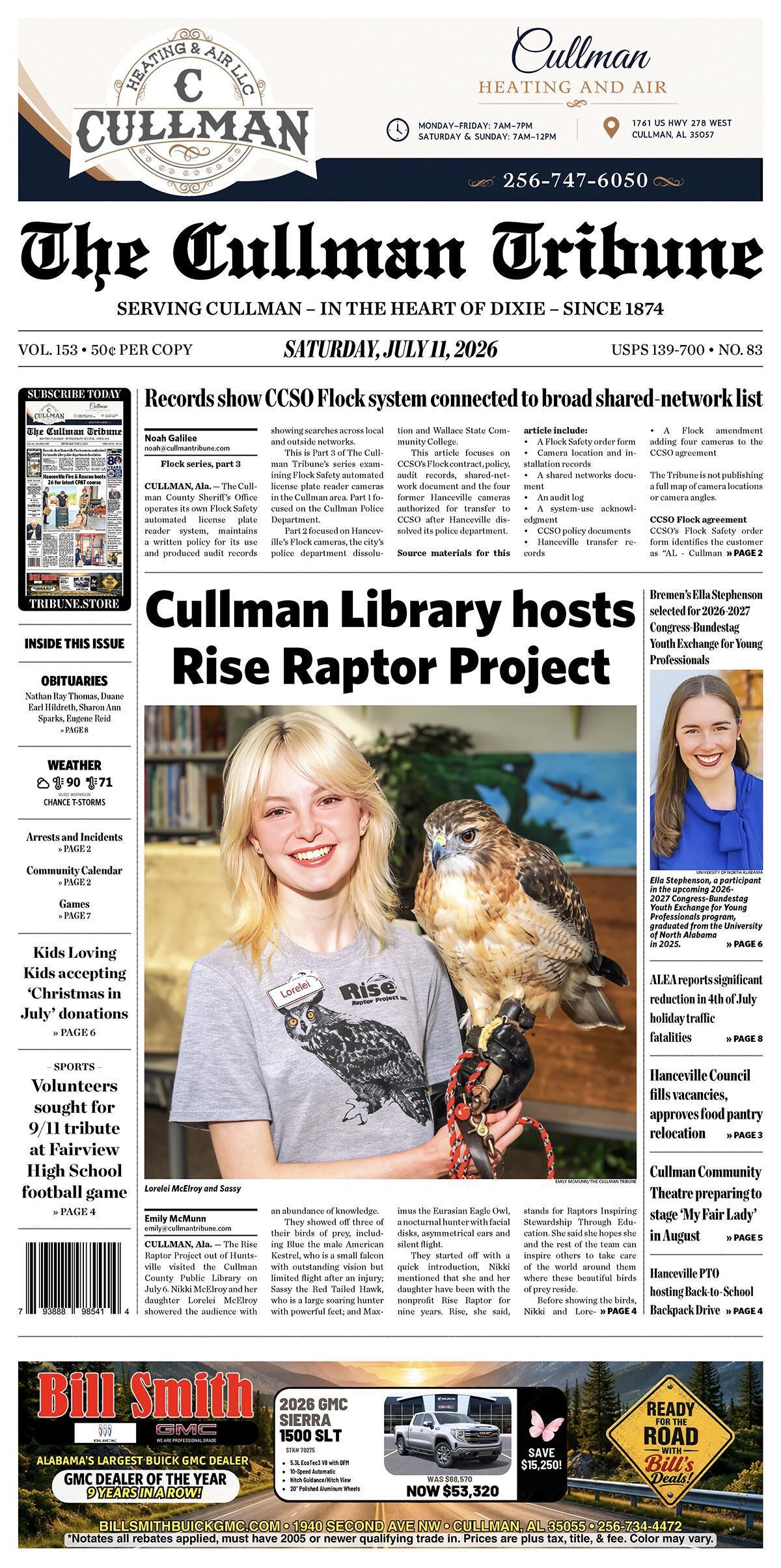 Good Morning Cullman! The 07-11-2026 edition of the Cullman Tribune is now ready to view.