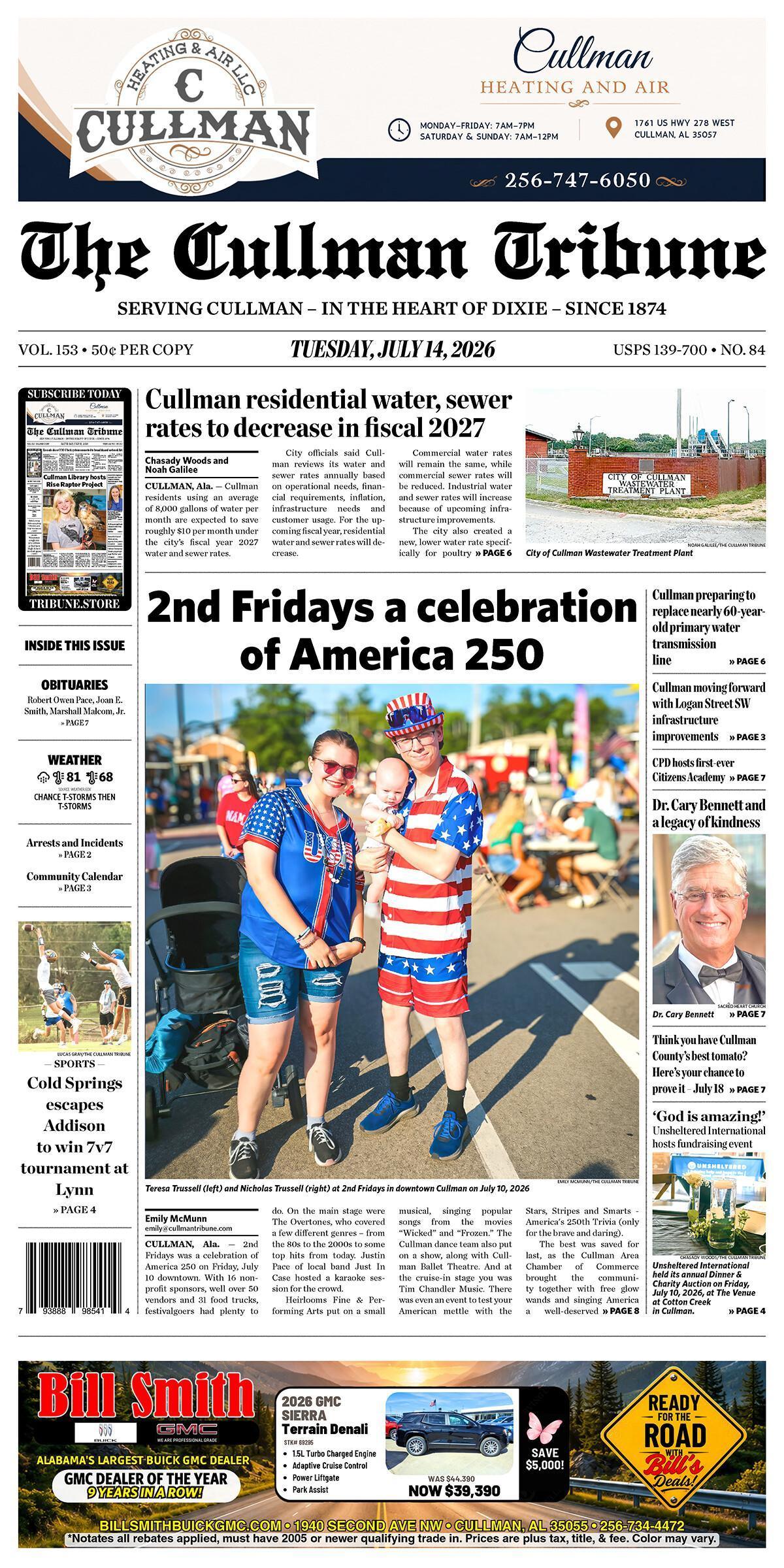 Good Morning Cullman! The 07-14-2026 edition of the Cullman Tribune is now ready to view.