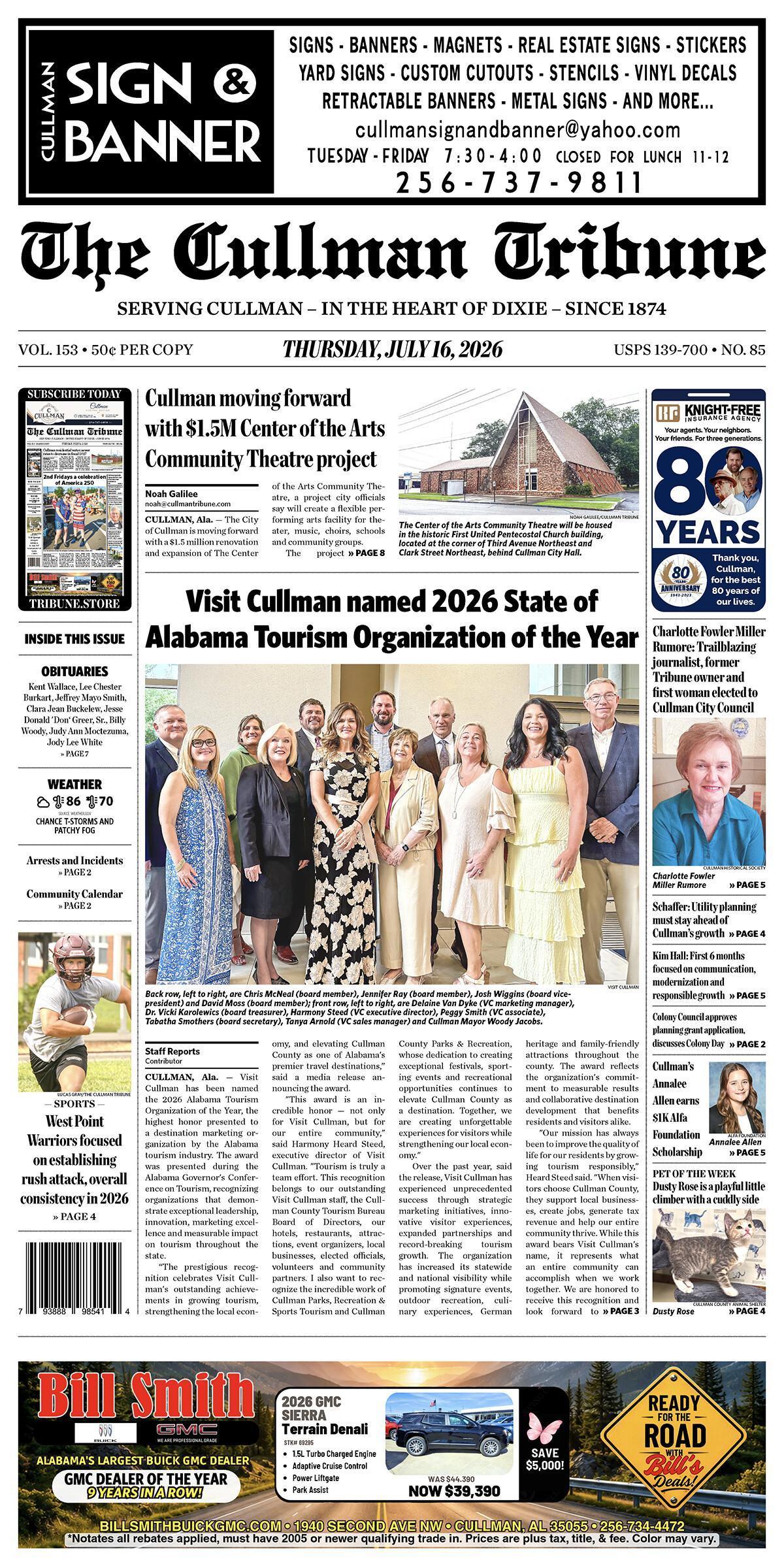 Good Morning Cullman! The 07-16-2026 edition of the Cullman Tribune is now ready to view.