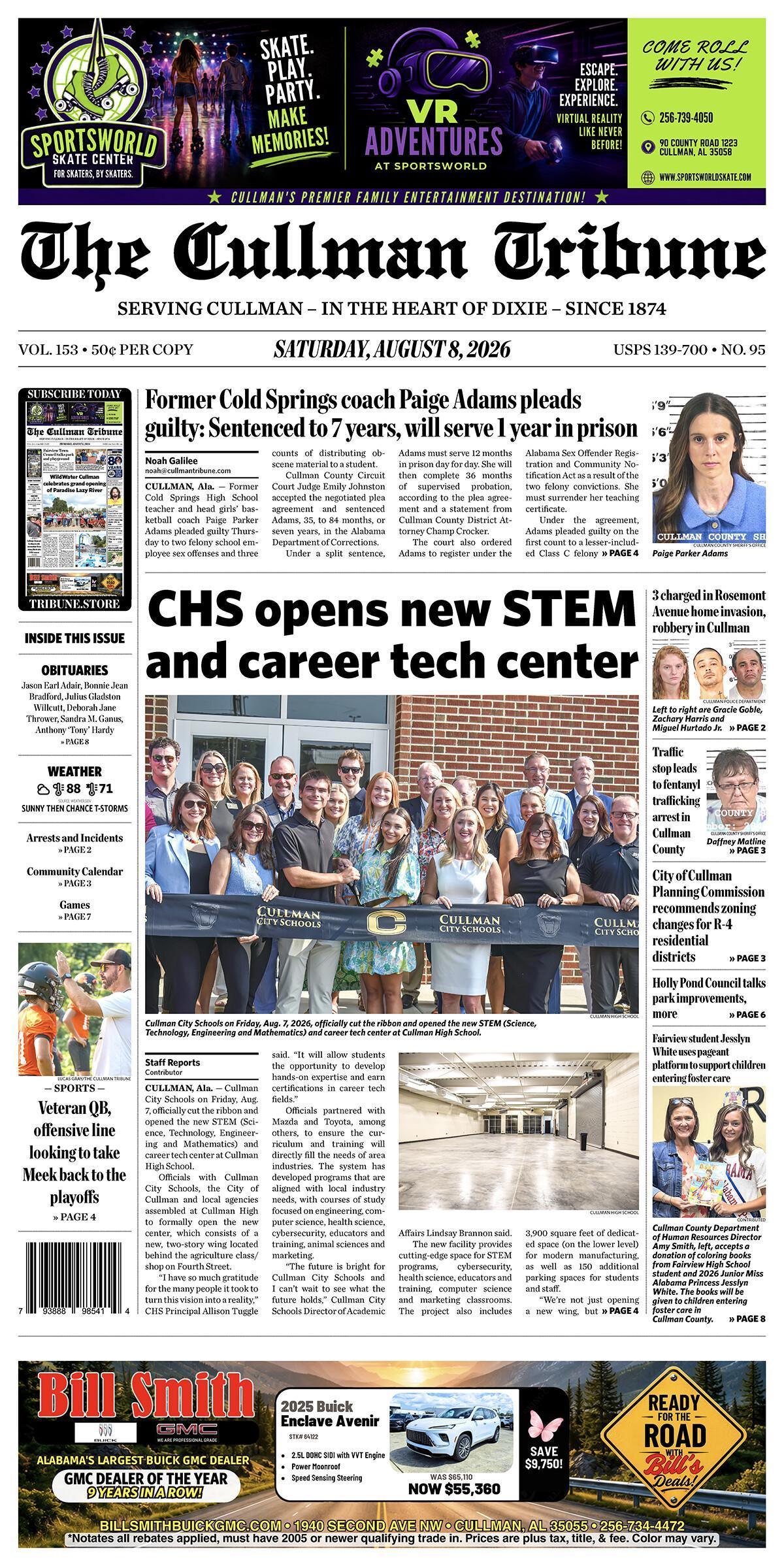 Good Morning Cullman! The 08-08-2026 edition of the Cullman Tribune is now ready to view.