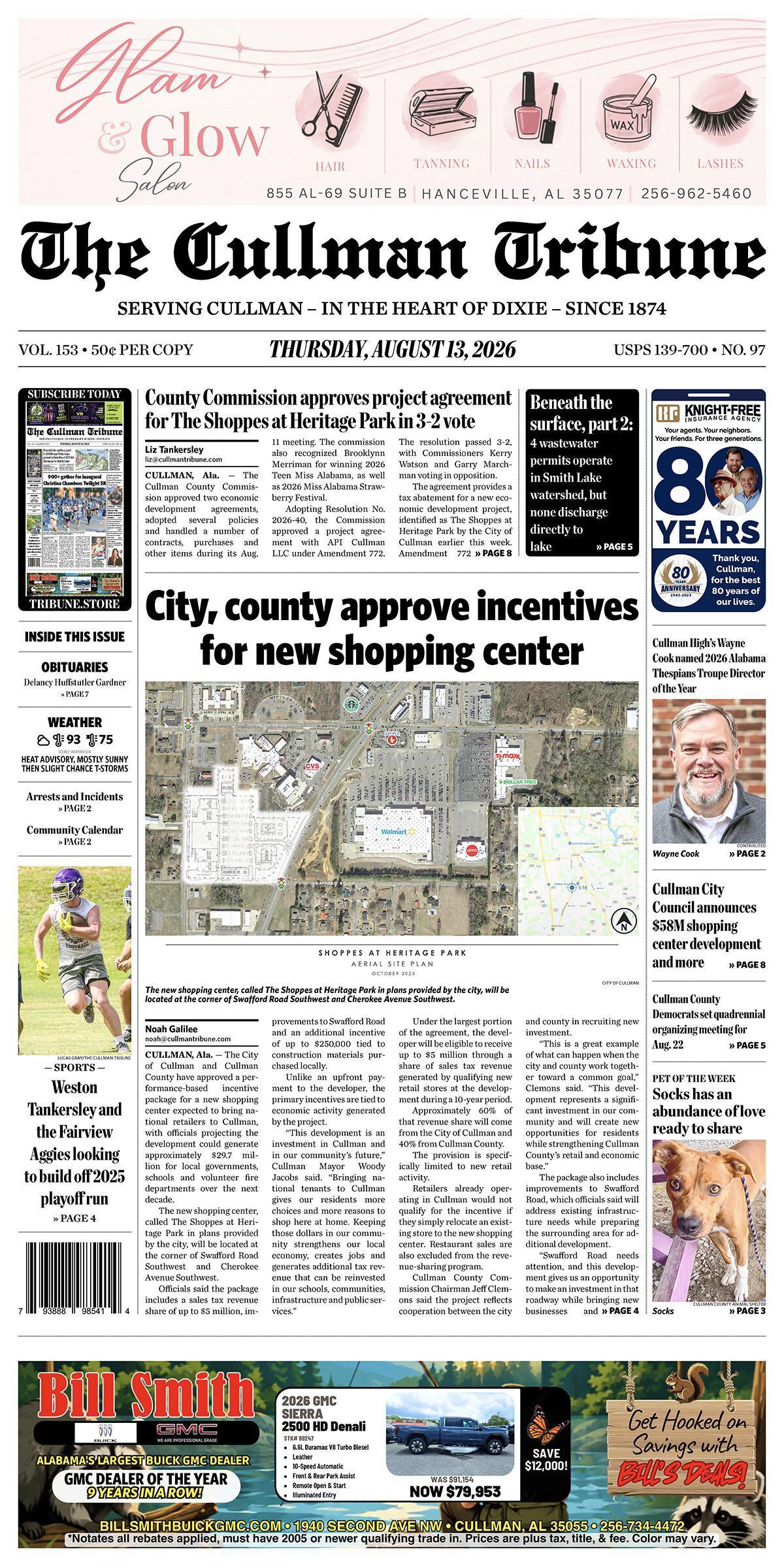 Good Morning Cullman! The 08-13-2026 edition of the Cullman Tribune is now ready to view.