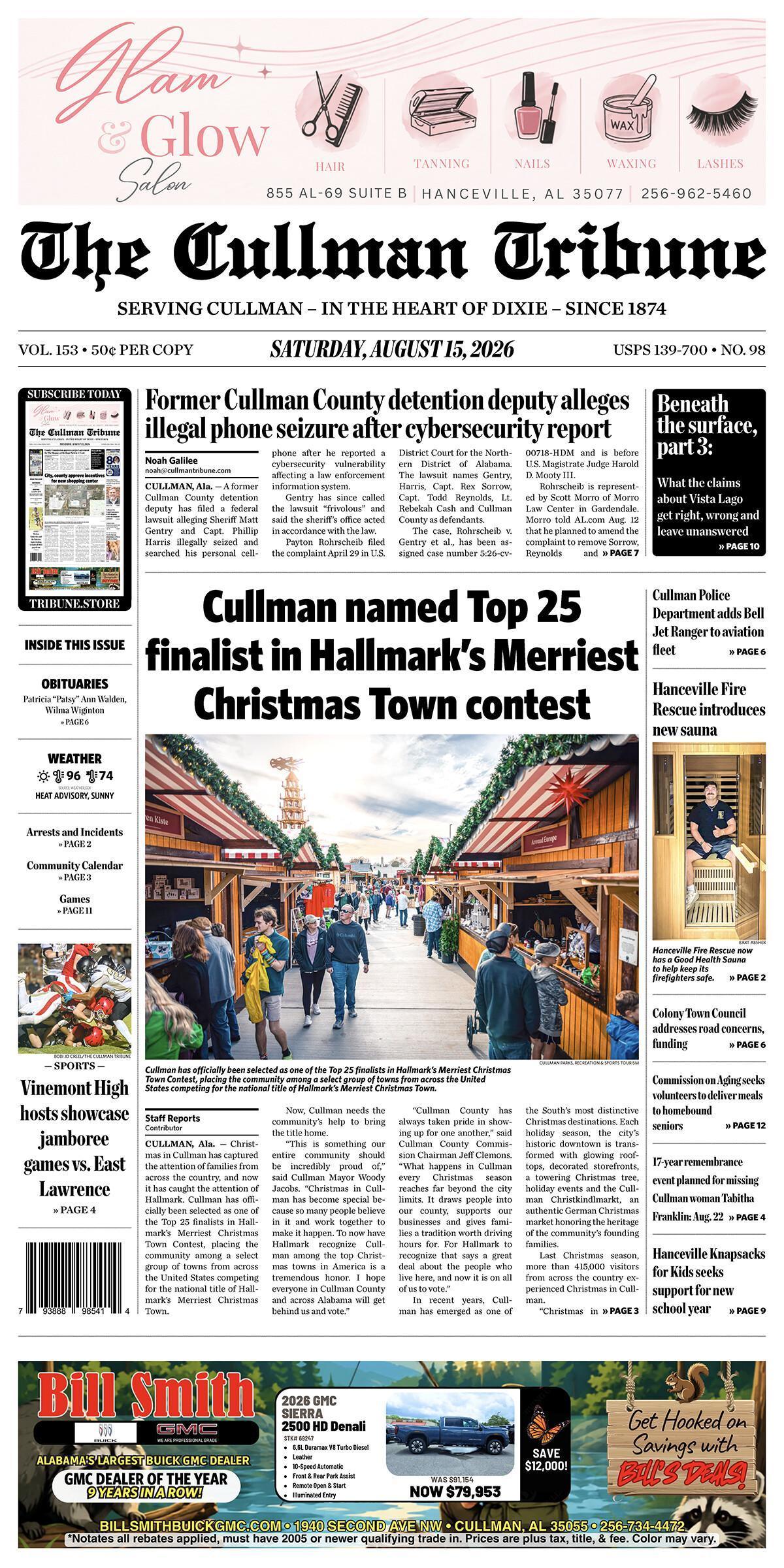 Good Morning Cullman! The 08-15-2026 edition of the Cullman Tribune is now ready to view.