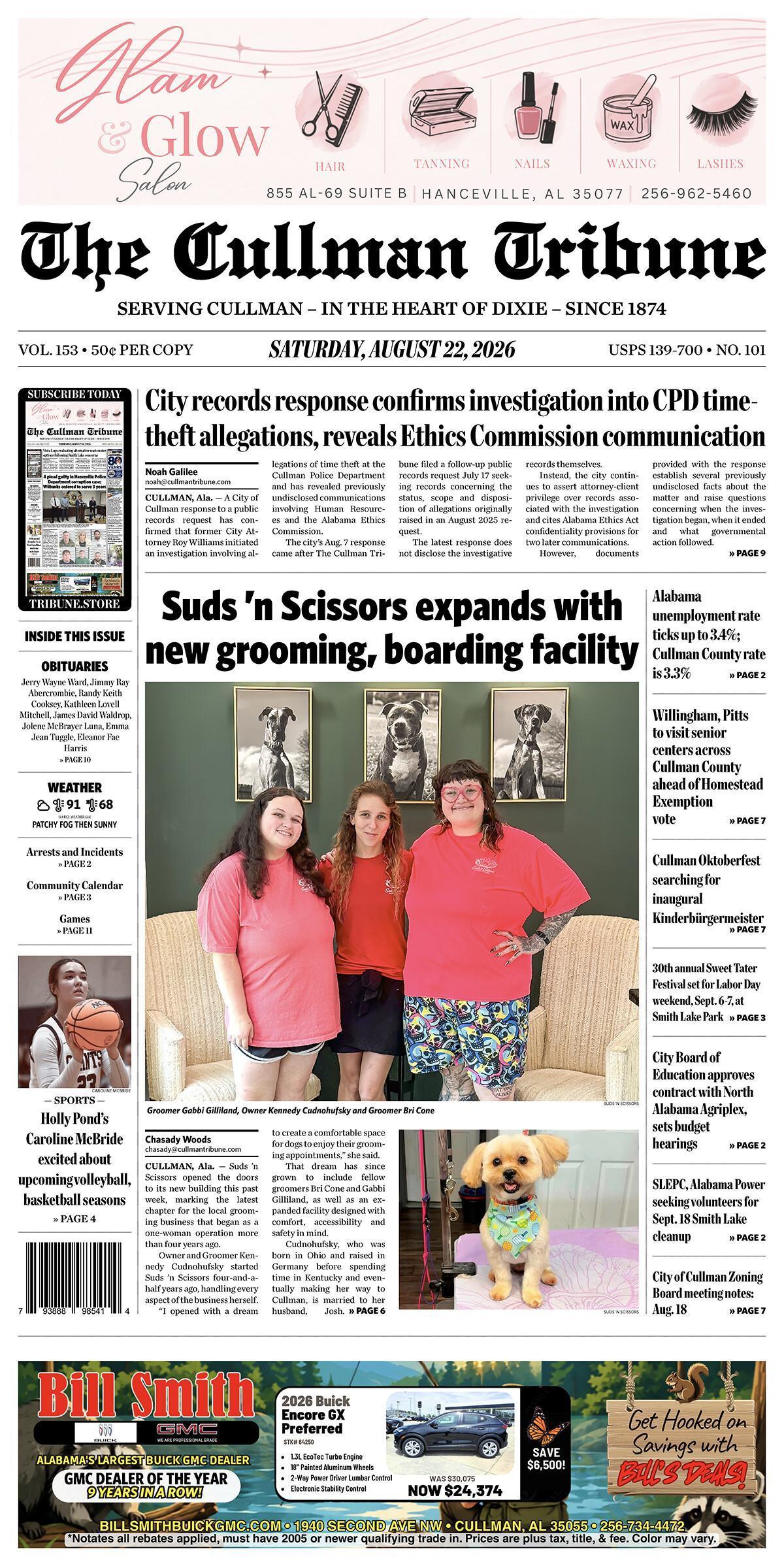 Good Morning Cullman! The 08-22-2026 edition of the Cullman Tribune is now ready to view.