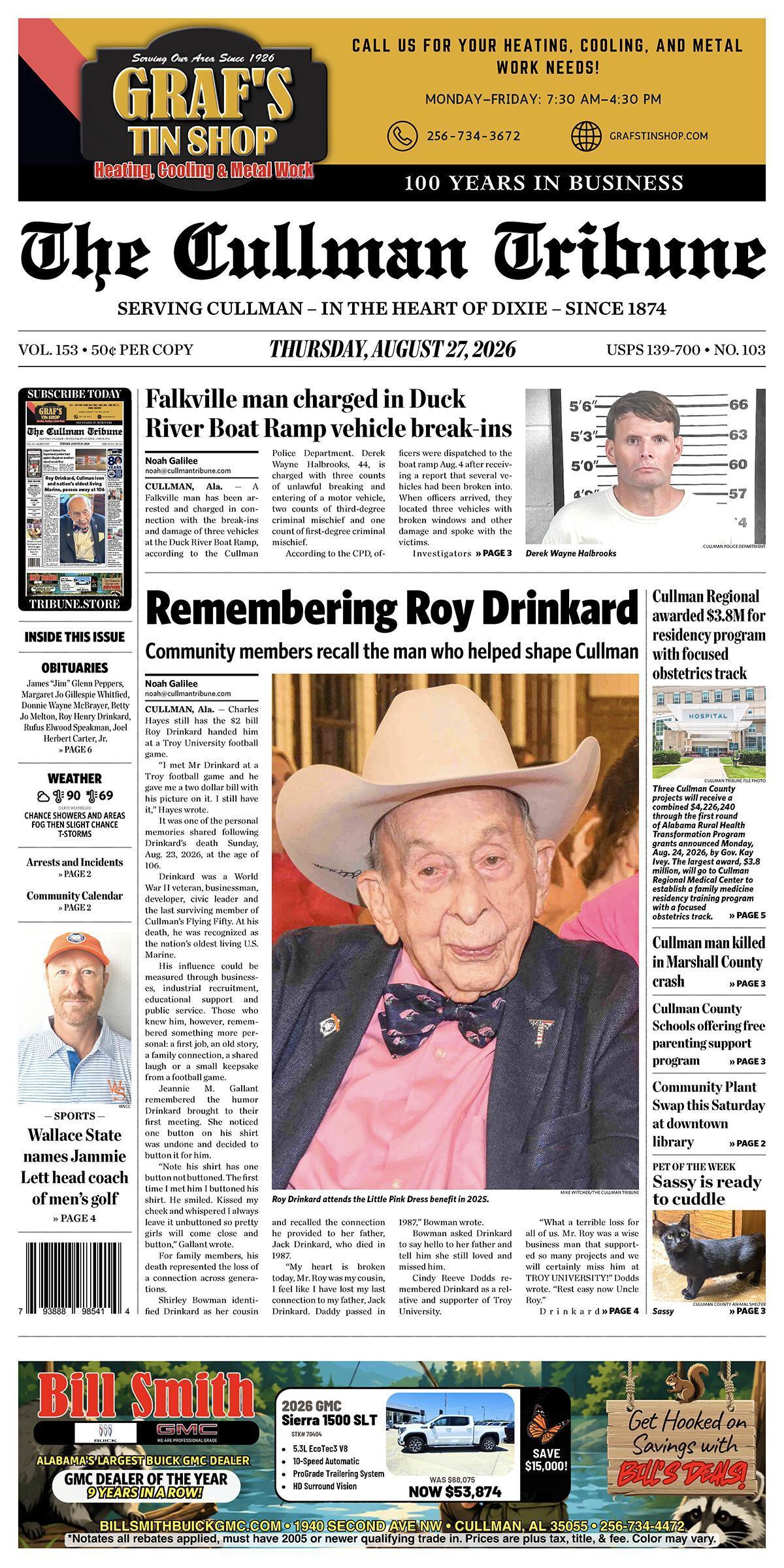 Good Morning Cullman! The 08-27-2026 edition of the Cullman Tribune is now ready to view.