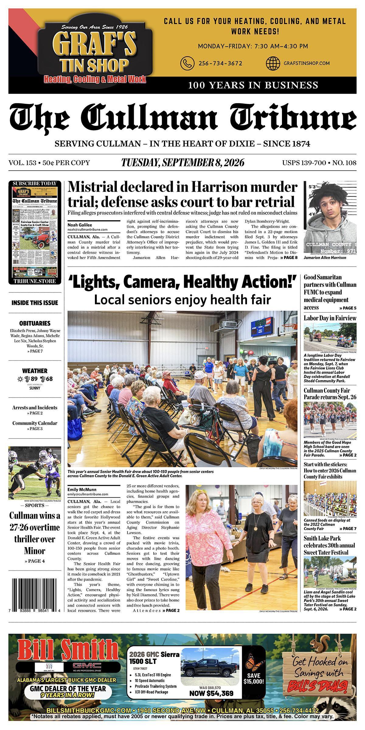 Good Morning Cullman! The 09-08-2026 edition of the Cullman Tribune is now ready to view.