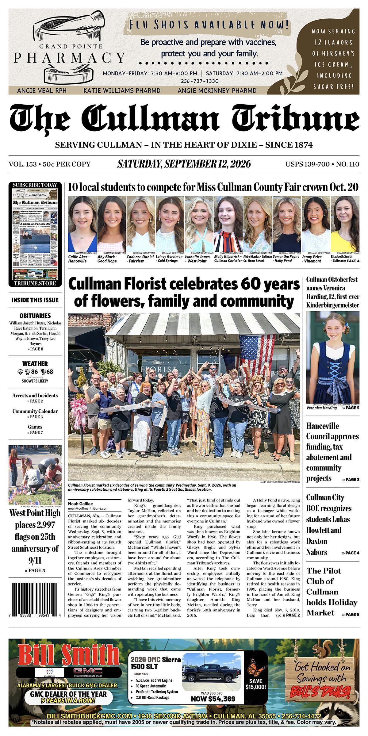 Good Morning Cullman! The 09-12-2026 edition of the Cullman Tribune is now ready to view.