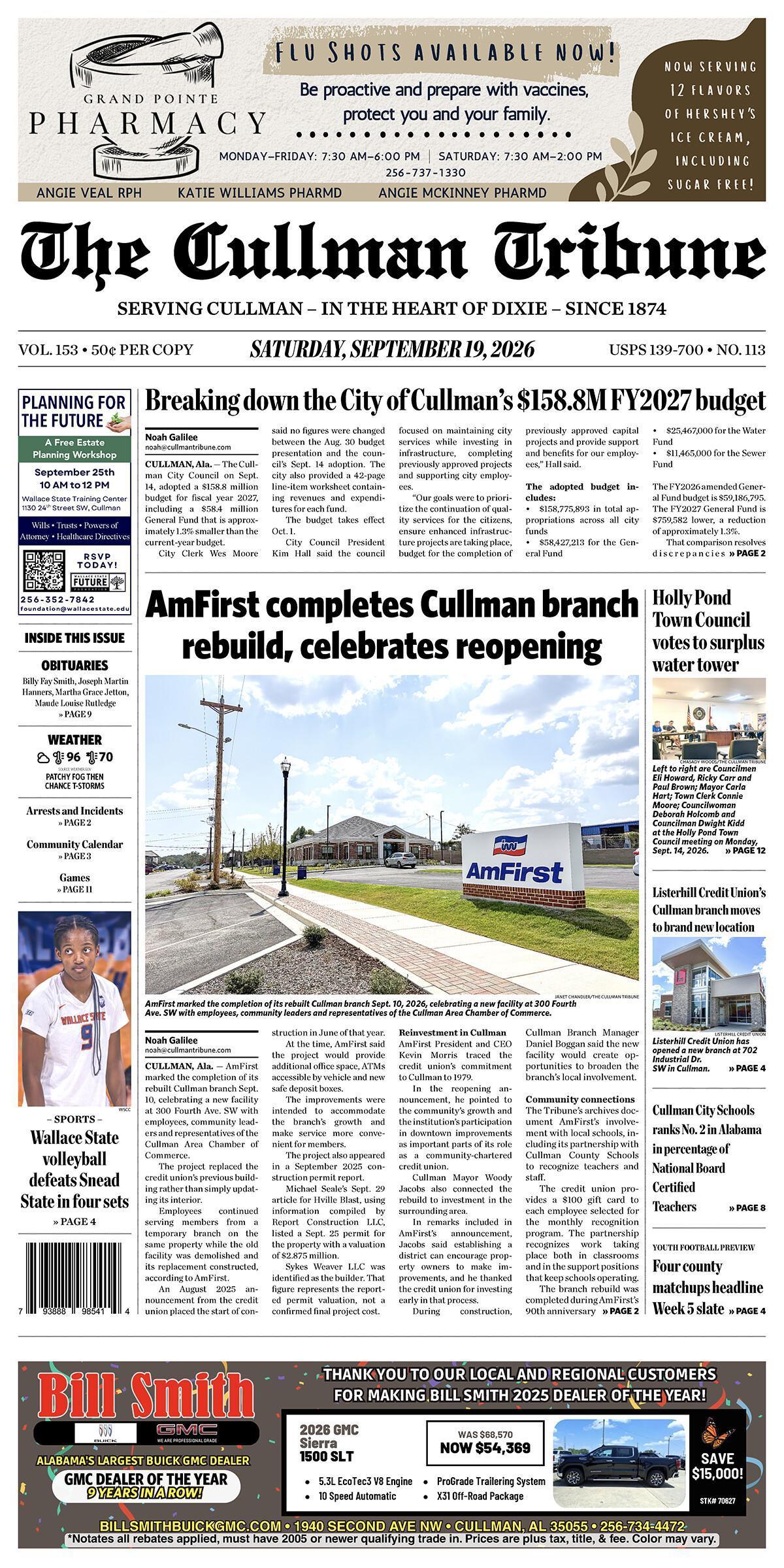 Good Morning Cullman! The 09-19-2026 edition of the Cullman Tribune is now ready to view.