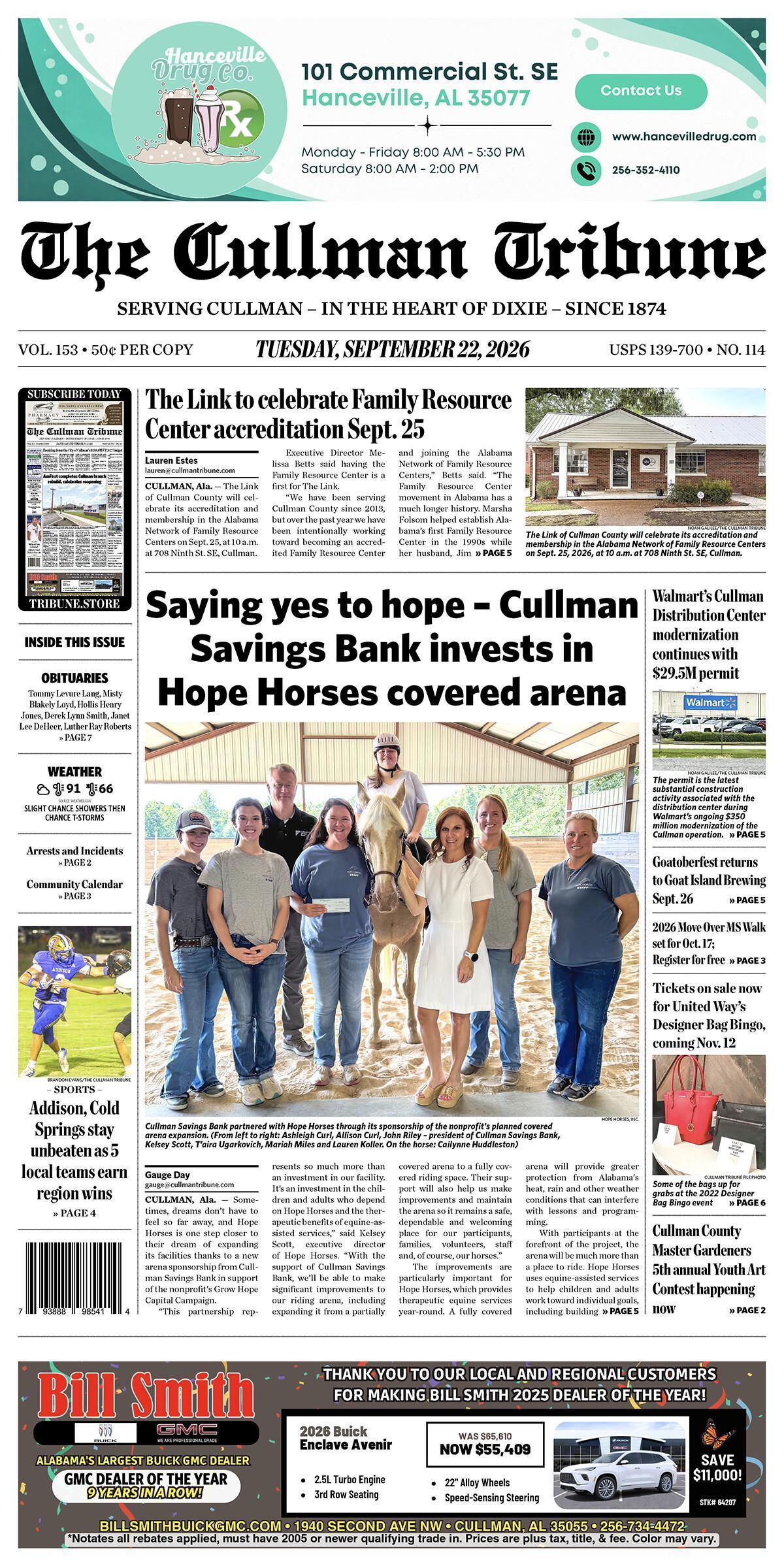 Good Morning Cullman! The 09-22-2026 edition of the Cullman Tribune is now ready to view.