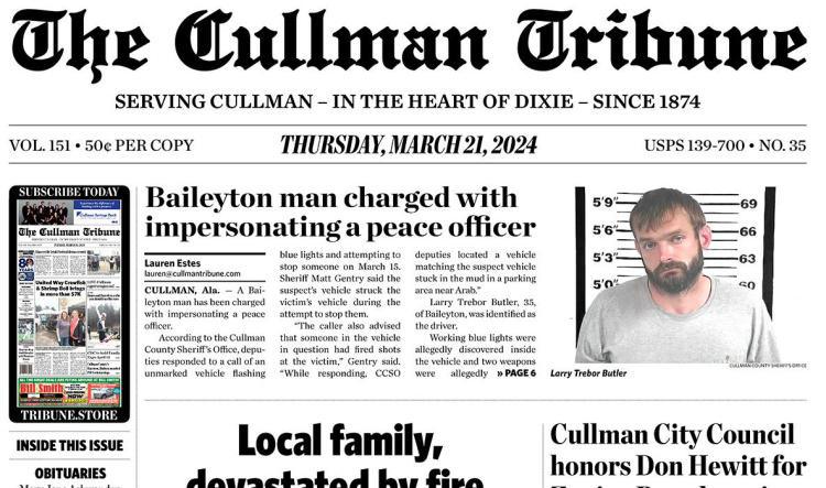 Good Morning Cullman! The 03-21-2024 edition of the Cullman Tribune is now ready to view.