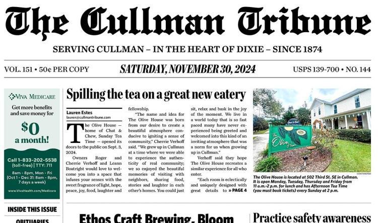 Good Morning Cullman! The 11-30-2024 edition of the Cullman Tribune is now ready to view.