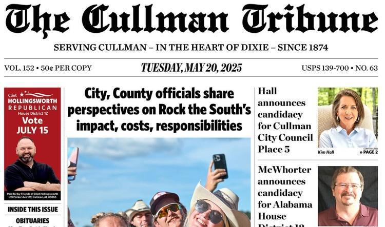 Good Morning Cullman! The 05-20-2025 edition of the Cullman Tribune is now ready to view.