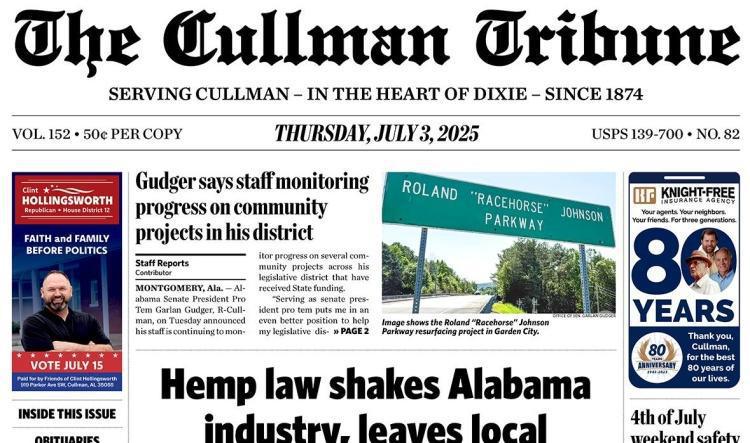 Good Morning Cullman! The 07-03-2025 edition of the Cullman Tribune is now ready to view.