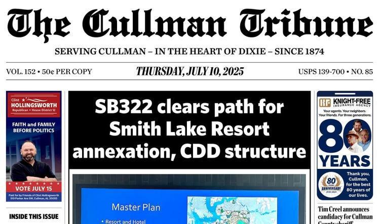 Good Morning Cullman! The 07-10-2025 edition of the Cullman Tribune is now ready to view.