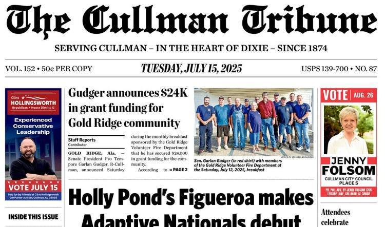 Good Morning Cullman! The 07-15-2025 edition of the Cullman Tribune is now ready to view.