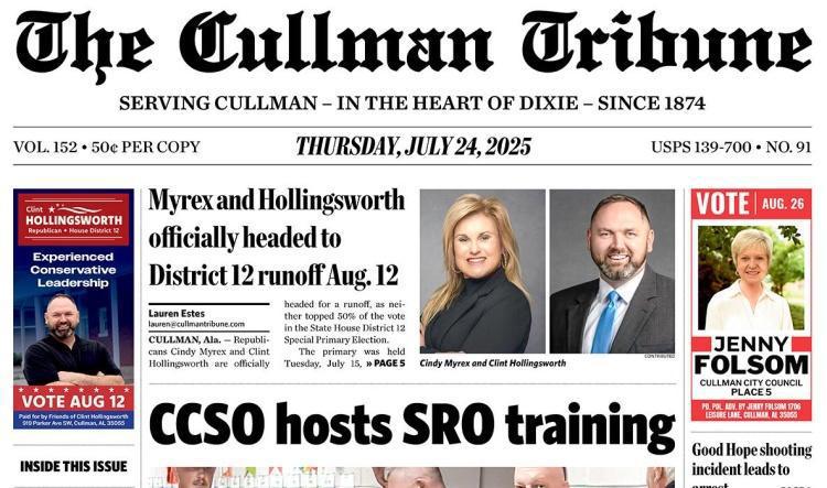 Good Morning Cullman! The 07-24-2025 edition of the Cullman Tribune is now ready to view.