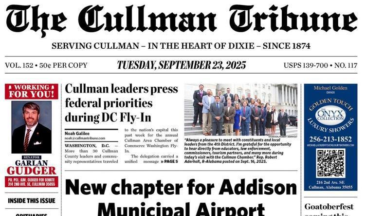 Good Morning Cullman! The 09-23-2025 edition of the Cullman Tribune is now ready to view.