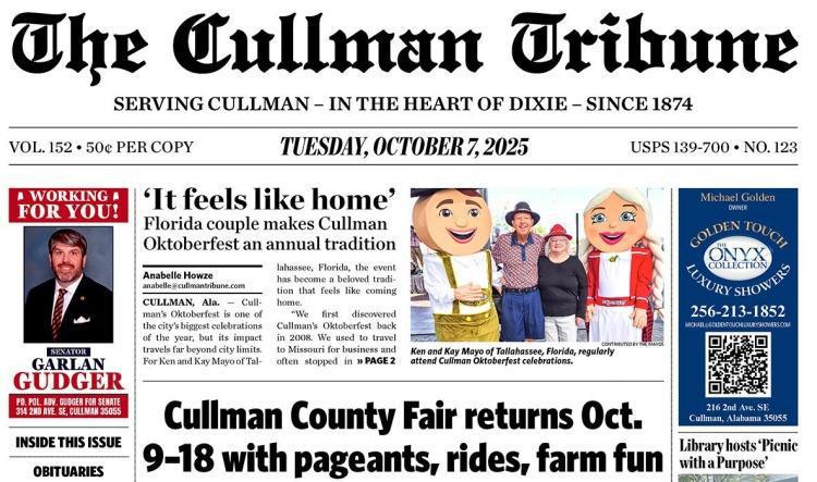 Good Morning Cullman! The 10-07-2025 edition of the Cullman Tribune is now ready to view.