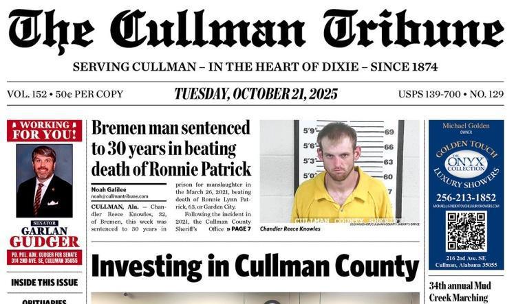 Good Morning Cullman! The 10-21-2025 edition of the Cullman Tribune is now ready to view.