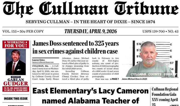 Good Morning Cullman! The 04-09-2026 edition of the Cullman Tribune is now ready to view.