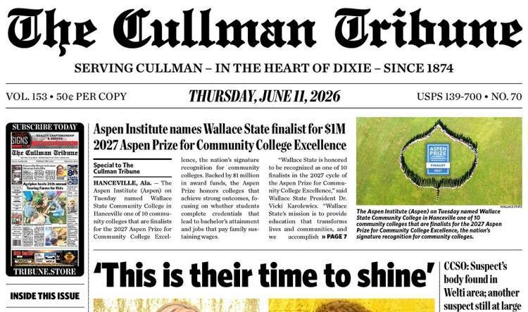 Good Morning Cullman! The 06-11-2026 edition of the Cullman Tribune is now ready to view.