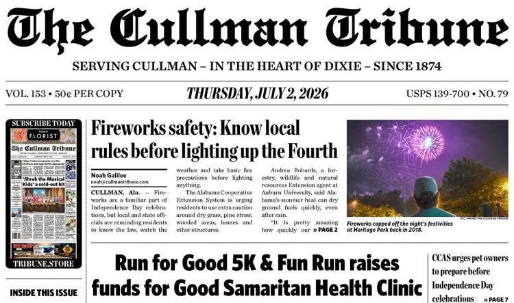 Good Morning Cullman! The 07-02-2026 edition of the Cullman Tribune is now ready to view.