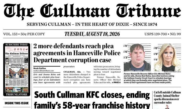 Good Morning Cullman! The 08-18-2026 edition of the Cullman Tribune is now ready to view.