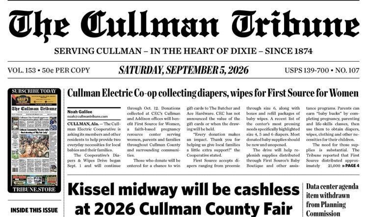 Good Morning Cullman! The 09-05-2026 edition of the Cullman Tribune is now ready to view.