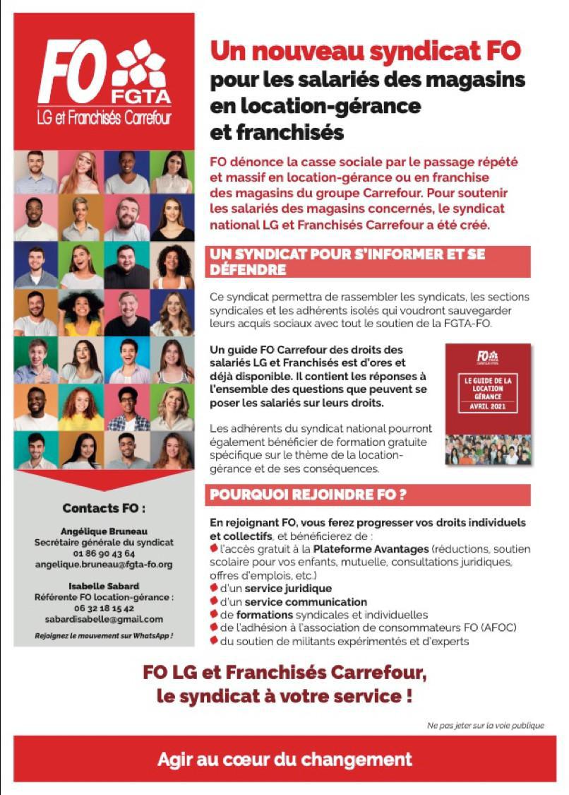 Création du syndicat FO des magasins en LG et Franchisés CARREFOUR