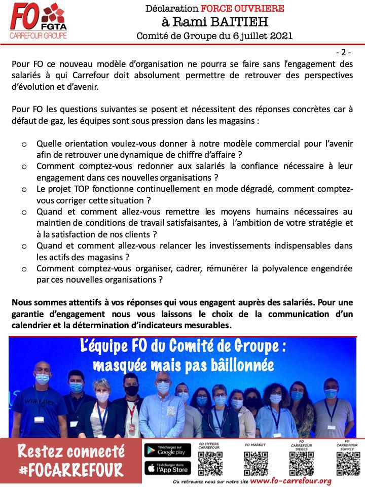 Comité de Groupe Carrefour : FO dans l'action