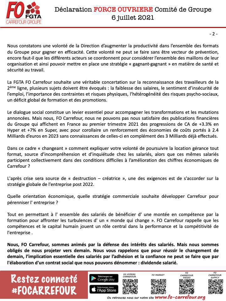 Comité de Groupe Carrefour : FO dans l'action Comité de Groupe Carrefour : FO dans l'action