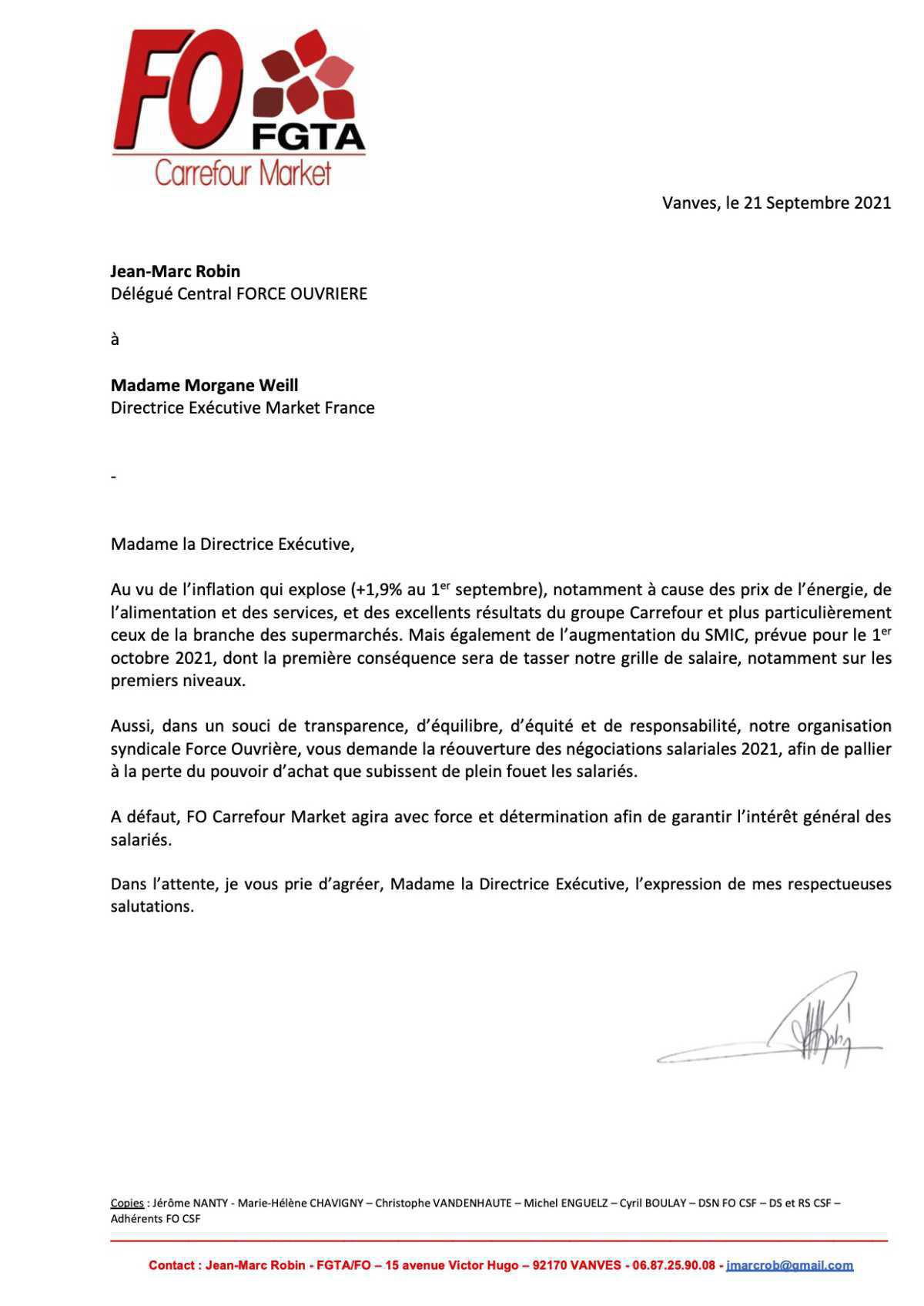 FO Market demande la réouverture des négociations salariales 2021 FO Market demande la réouverture des négociations salariales 2021