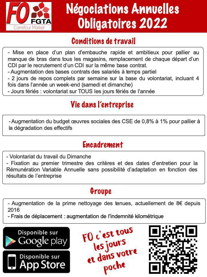 NAO 2022 : Revendications FO Market NAO 2022 : Revendications FO Market