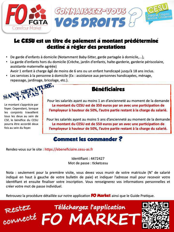 CESU (Chèque Emploi Service Universel) comment ça marche chez Market (CSF) ?