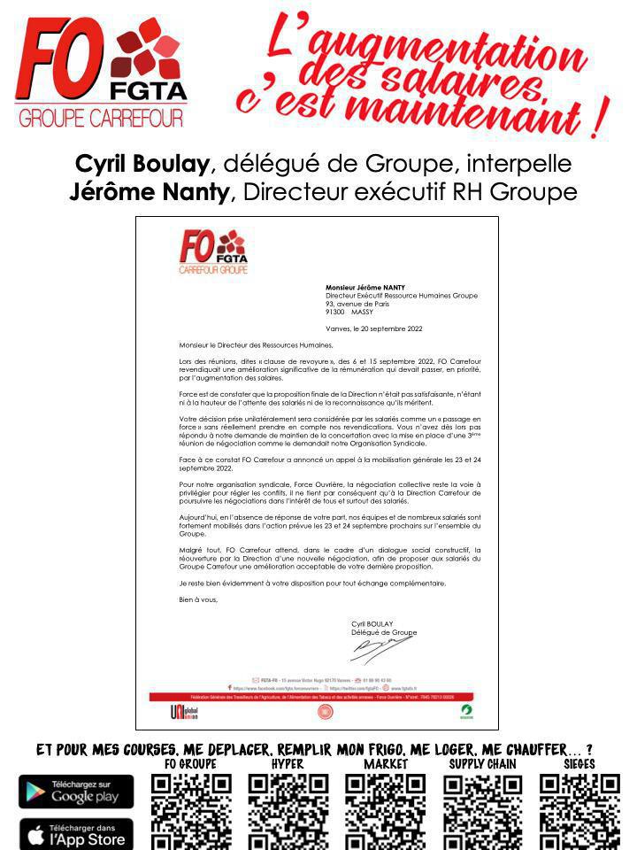 Cyril Boulay, délégué de Groupe, interpelle Jérôme Nanty, Directeur exécutif RH Groupe Cyril Boulay, délégué de Groupe, interpelle Jérôme Nanty, Directeur exécutif RH Groupe