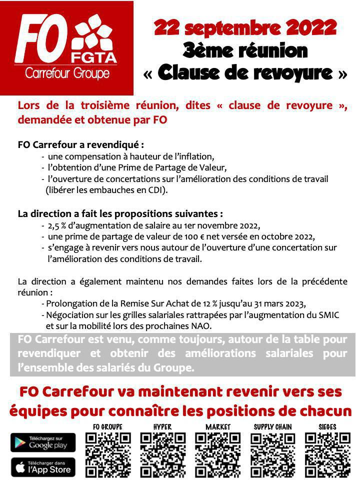 22 septembre 2022 : 3ème réunion « Clause de revoyure » - Les propositions de la Direction 22 septembre 2022 : 3ème réunion « Clause de revoyure » - Les propositions de la Direction