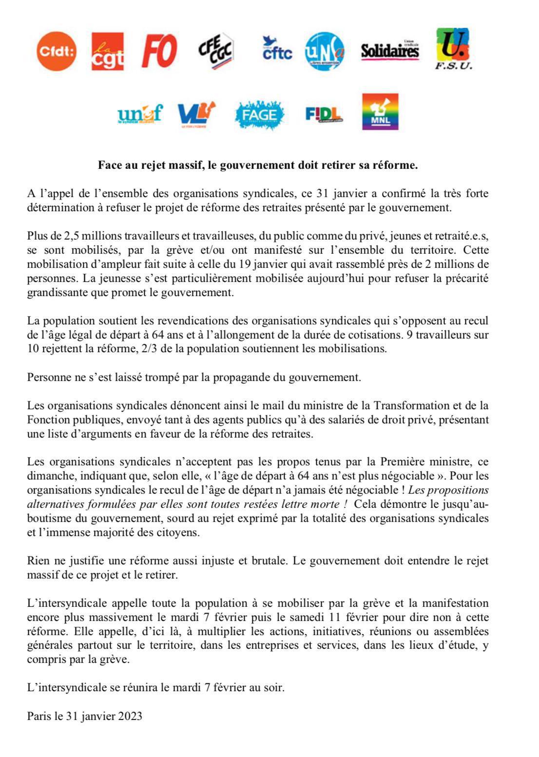 Mobilisation des adhérents FO Market du 31 janvier 2023 Mobilisation des adhérents FO Market du 31 janvier 2023