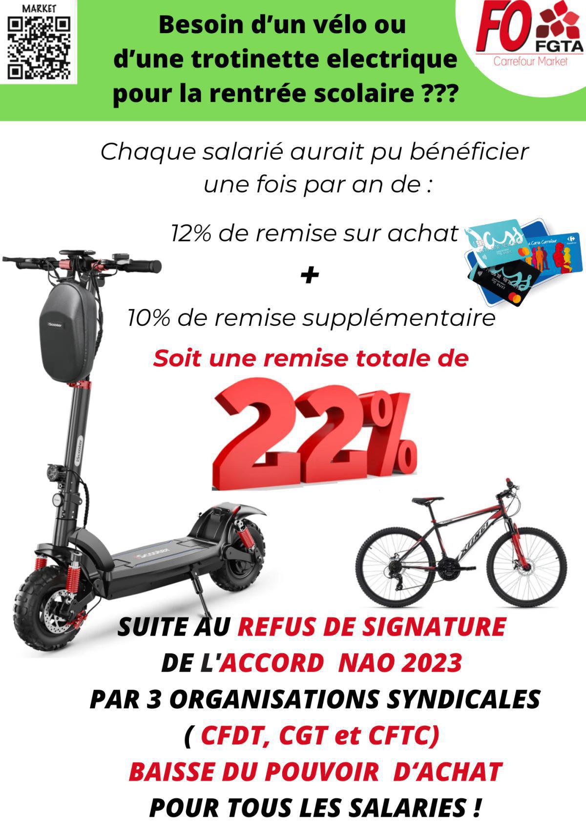NAO 2023 : Remise sur Achat sur un vélo ou une trotinette electrique