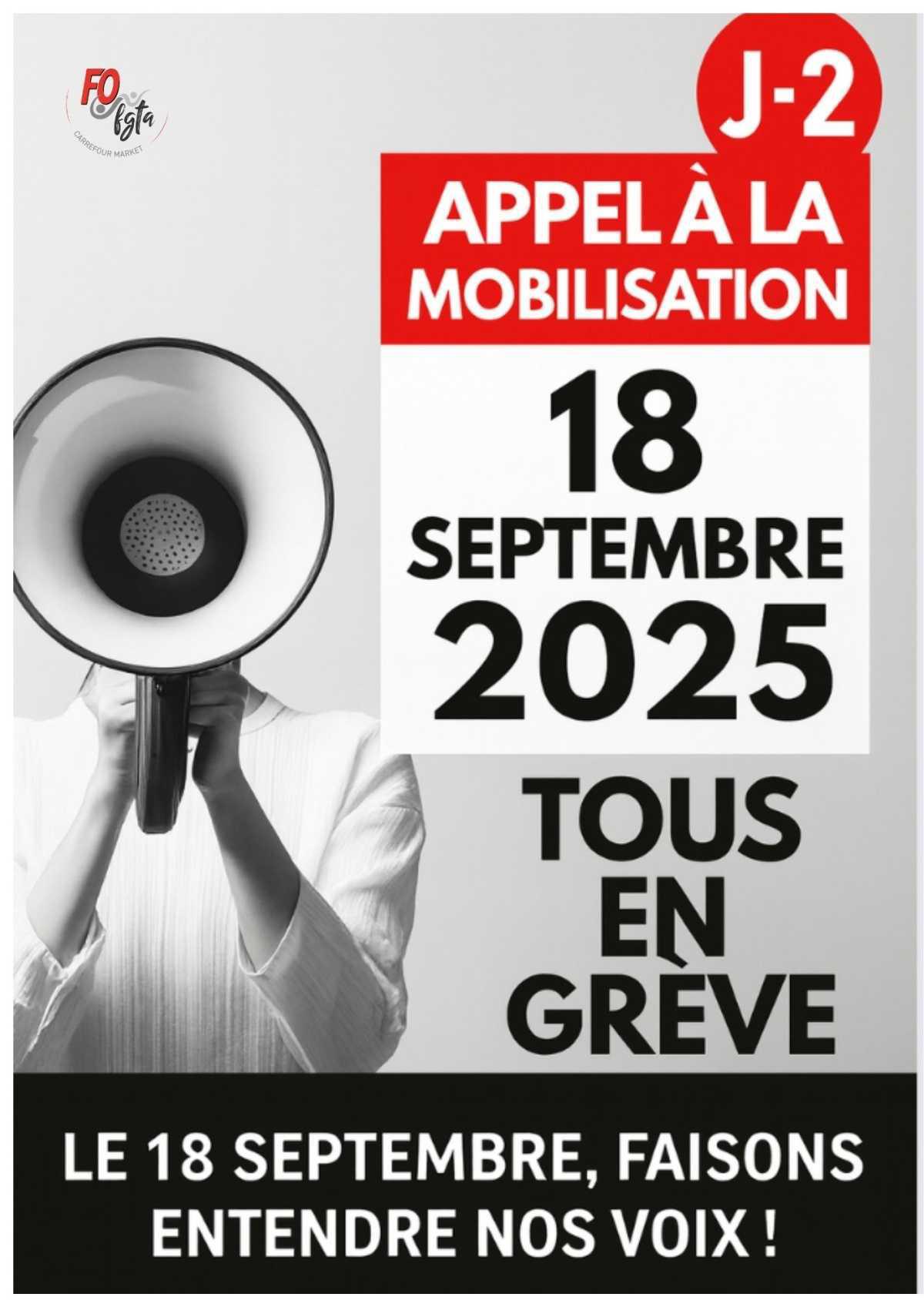 J-2 - 18 septembre - Tous en Grève