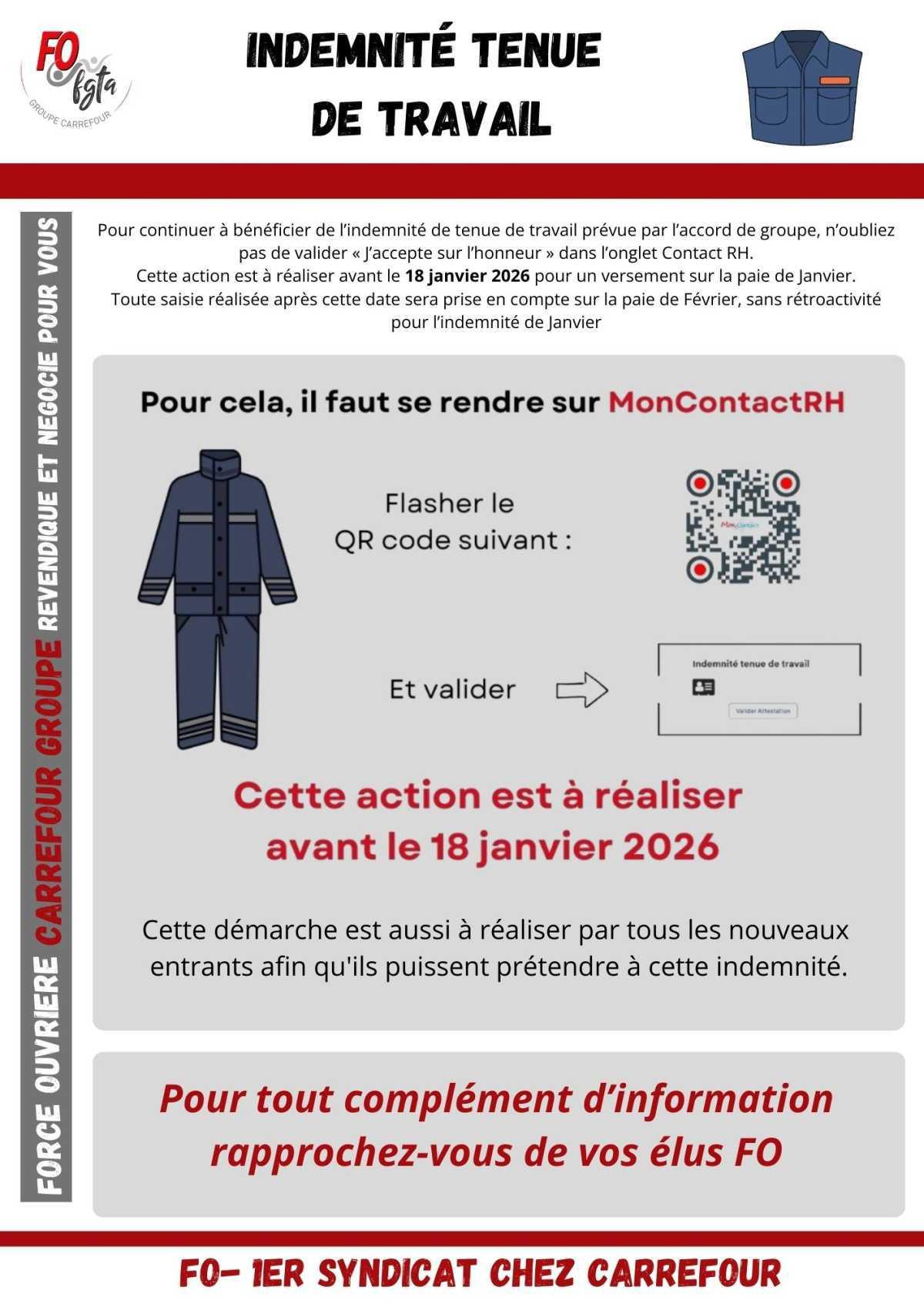 INDEMNITE TENUE DE TRAVAIL