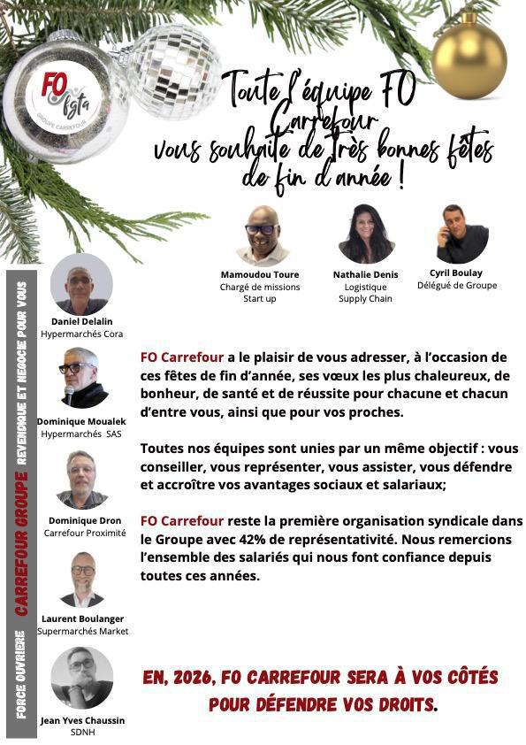 Toute l'équipe FO Carrefour vous souhaite de très bonnes fêtes de fin d'année !