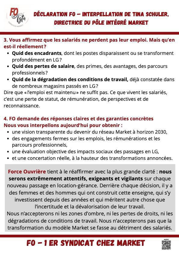 Déclaration Force Ouvrière - Interpellation de Tina Schuler lors du CSEC