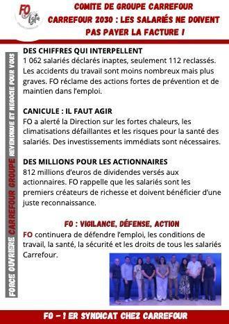 COMITE DE GROUPE CARREFOUR CARREFOUR 2030 : LES SALARIÉS NE DOIVENT PAS PAYER LA FACTURE !