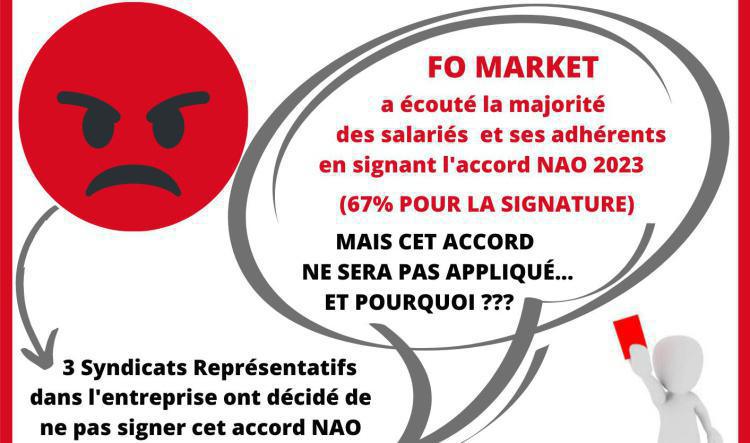 NAO 2023 : Avancées salariales et sociales non applicables au sein de notre entreprise (Raison : 3 Organisations Syndicales ont refusé de signer cet accord) 