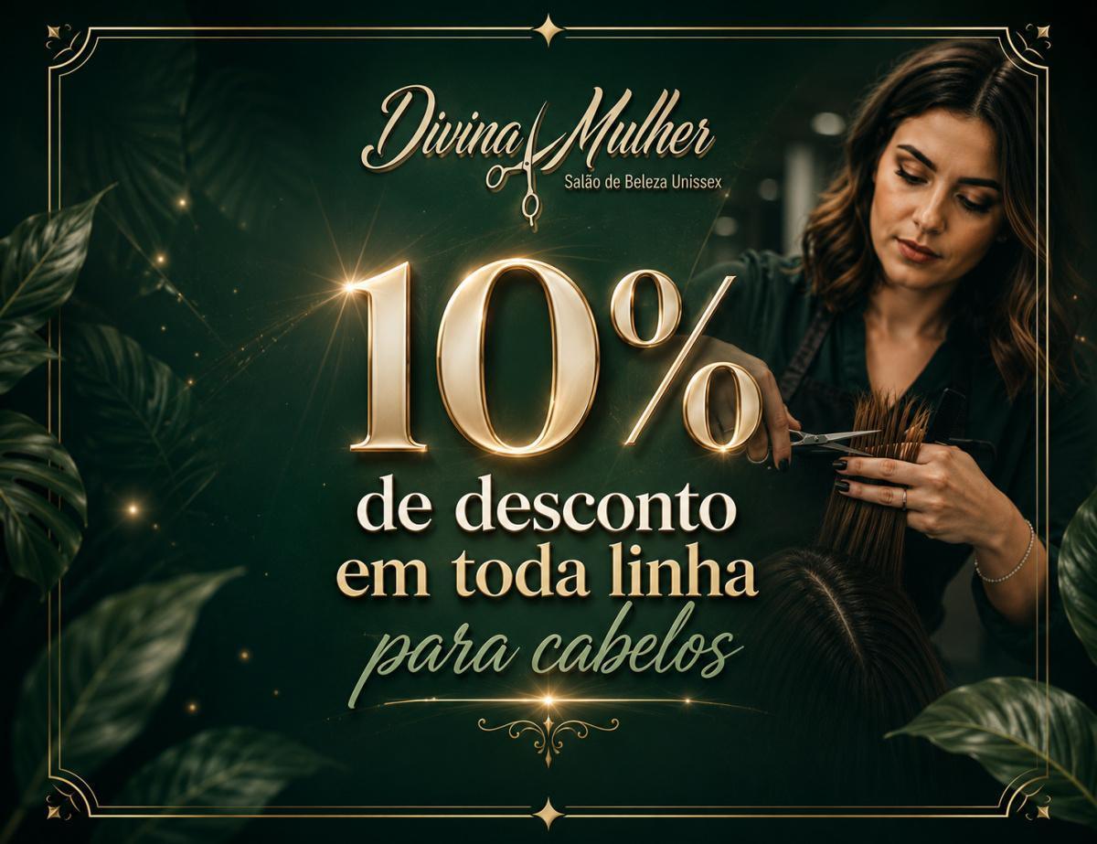 10% de desconto em toda linha para cabelos 10% de desconto em toda linha para cabelos