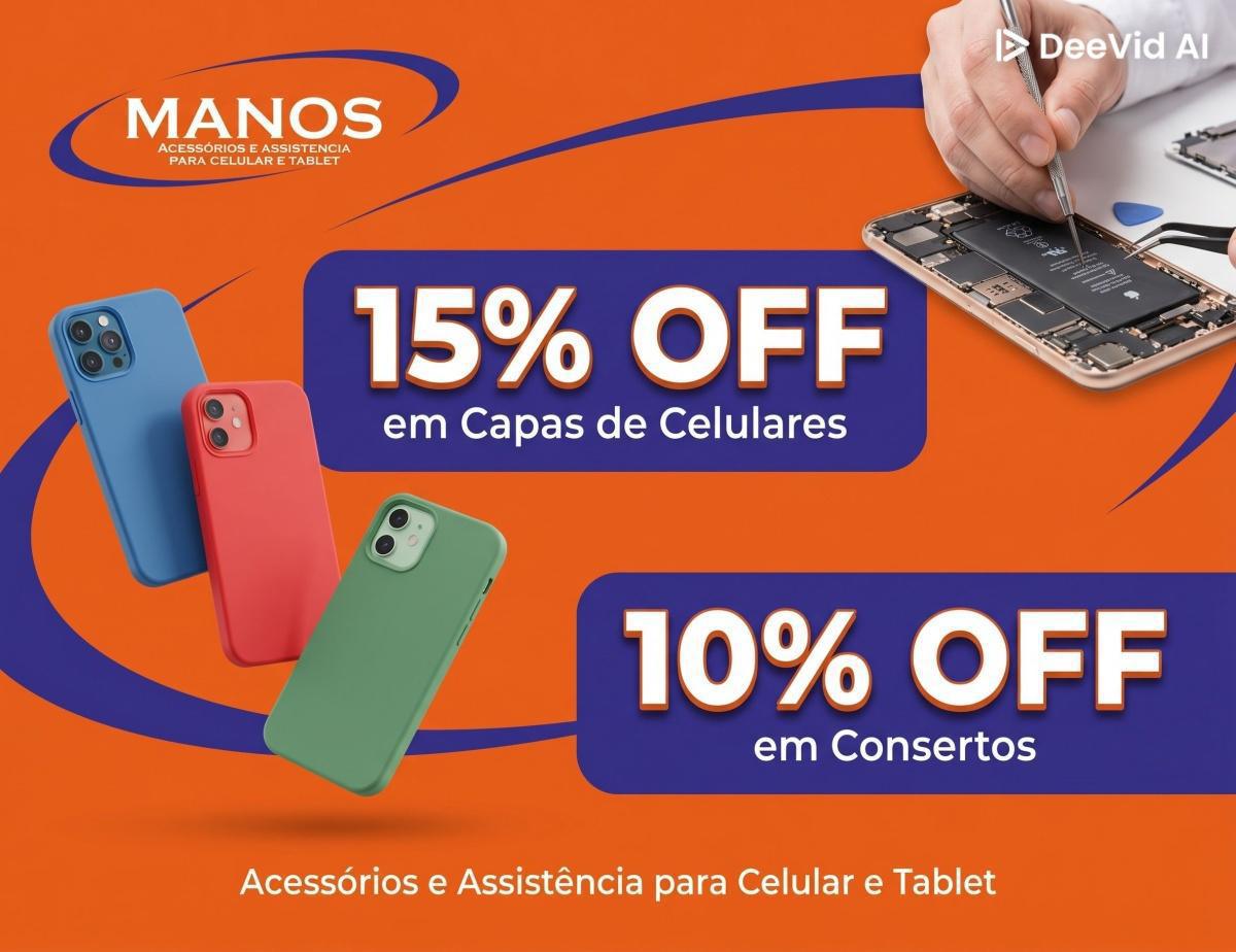 15% capas de celulares e 10% consertos 15% capas de celulares e 10% consertos