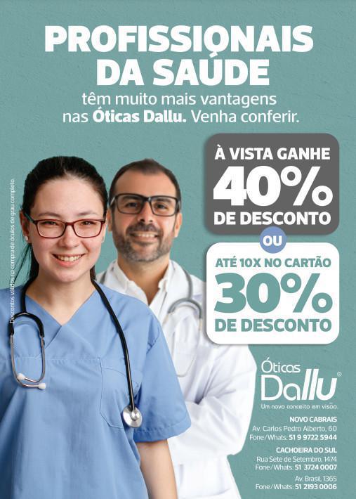 Desconto de 40% para profissionais da saúde