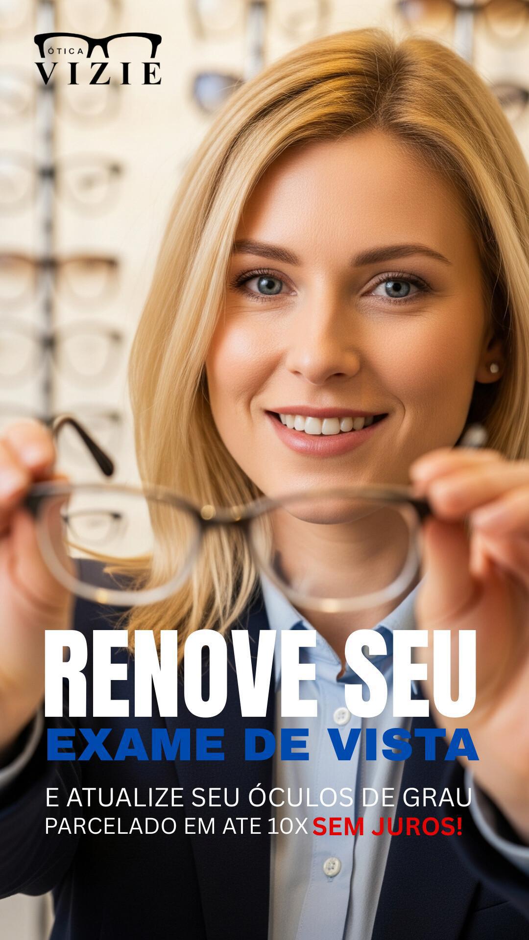 Exame de vista por R$ 30,00 e os 10 primeiros ganham a armação na compra do óculos Exame de vista por R$ 30,00 e os 10 primeiros ganham a armação na compra do óculos