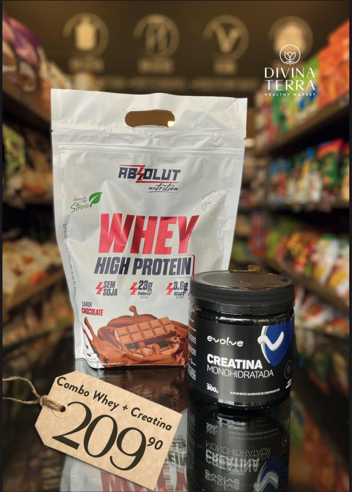 Combo promocional WHEY + CREATINA por R$ 209.90