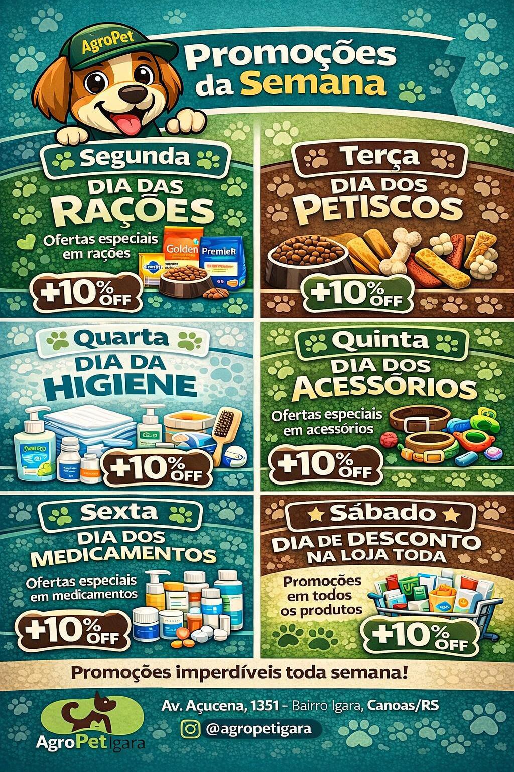Rações com 10% de desconto nas segundas