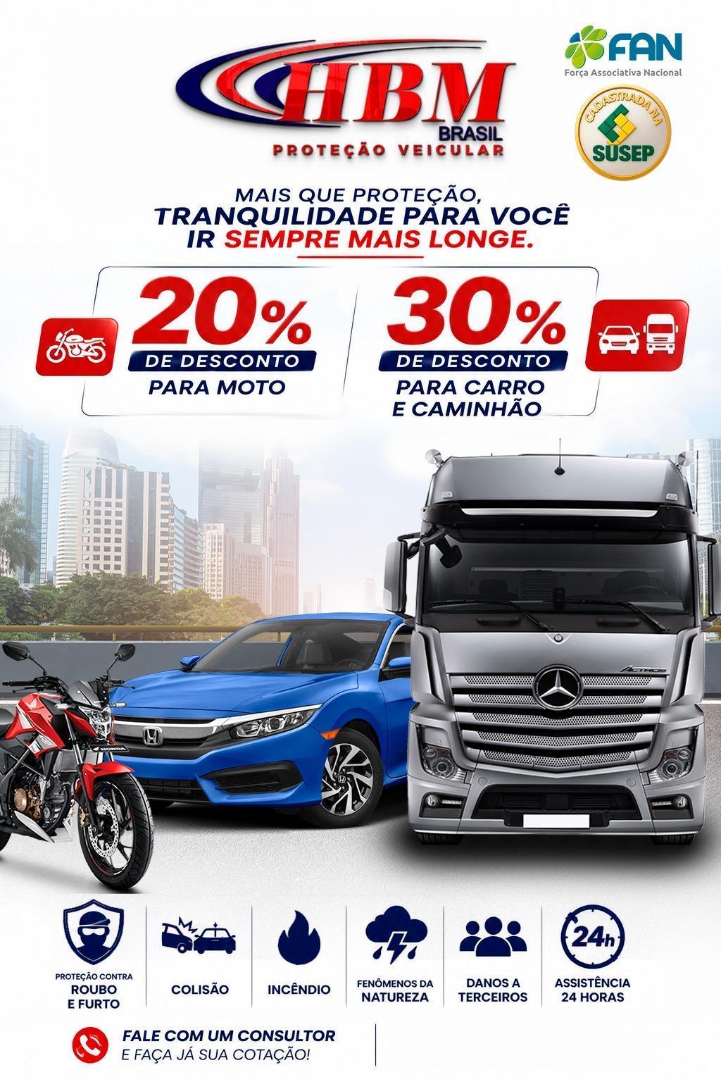 30% de desconto para Carros e Caminhões , e 20% de desconto para Motos 30% de desconto para Carros e Caminhões , e 20% de desconto para Motos